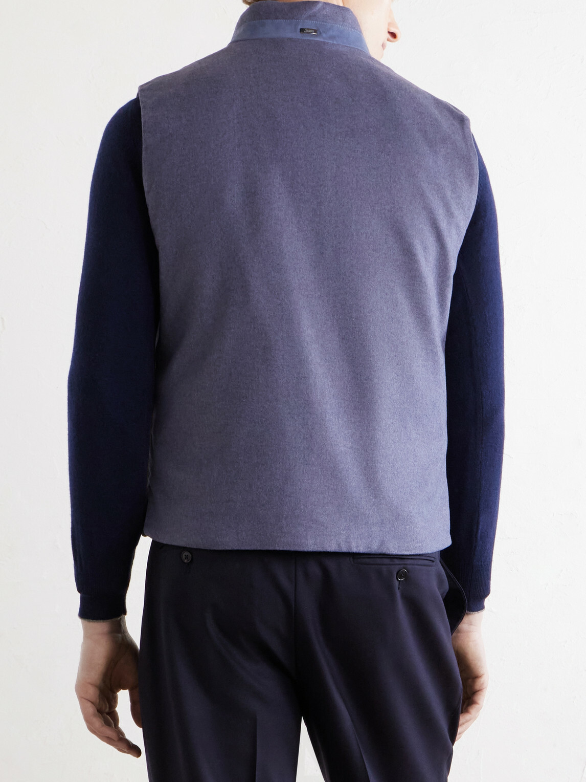Herno - Leather Trimmed Silk and Cashmere-Blend Vest - Purple