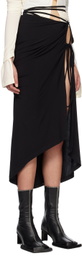 SRVC Black Ruched Midi Skirt