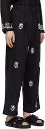 HARAGO Black Beadwork Embroidered Trousers