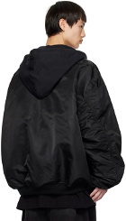 VETEMENTS Black Embroidered Reversible Bomber Jacket