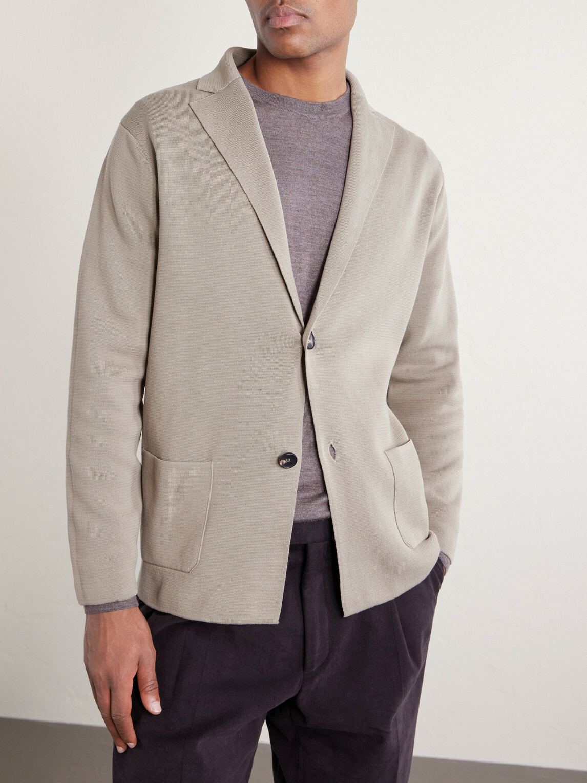 Thom Sweeney - Cotton Crepe Knitted Blazer - Gray