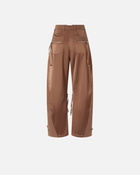 Pinko P Pants In Gabardine And Satin With Zip Brown   Tec