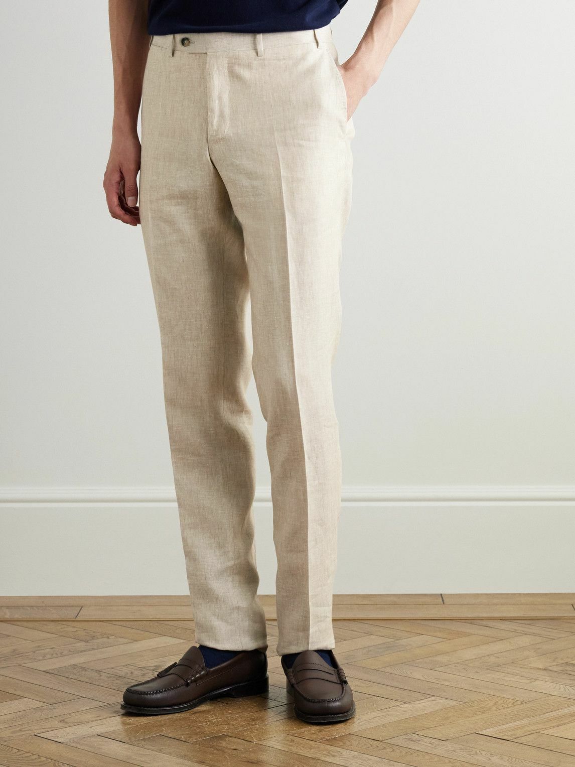 Canali - Slim-Fit Straight-Leg Linen Suit Trousers - Neutrals Canali