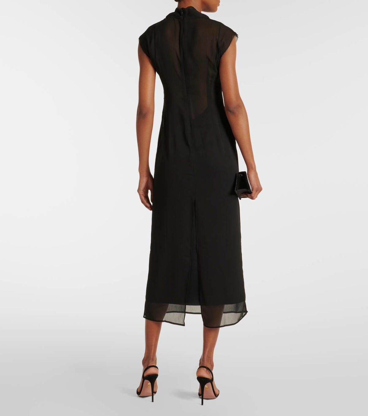 Xu Zhi Feather-trimmed midi dress