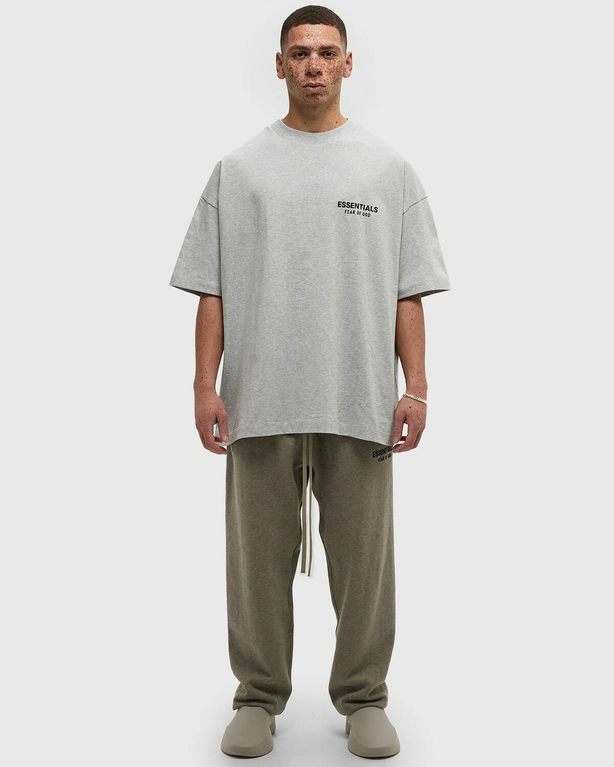Fear Of God Essentials Jersey Crewneck T Shirt Grey Fear Of God Essentials
