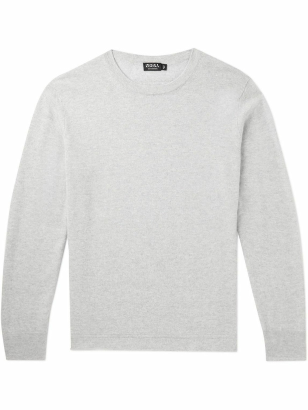 Photo: Zegna - Oasi Cashmere and Linen-Blend Sweater - Gray