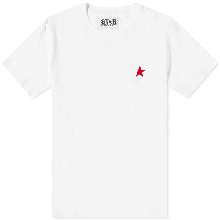 Photo: Golden Goose Men's Star Chest Logo T-Shirt in White/Red