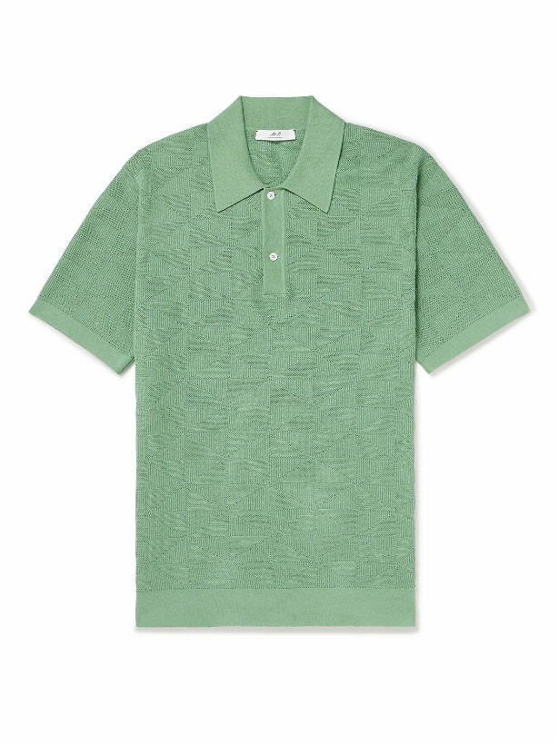 Photo: Mr P. - Jacquard-Knit Cotton Polo Shirt - Green