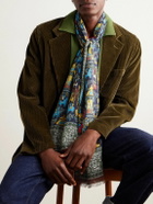 Drake's - Frayed Printed Wool and Silk-Blend Scarf