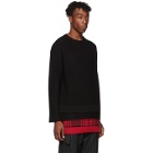 Juun.J Black and Red Knit Layered Sweater