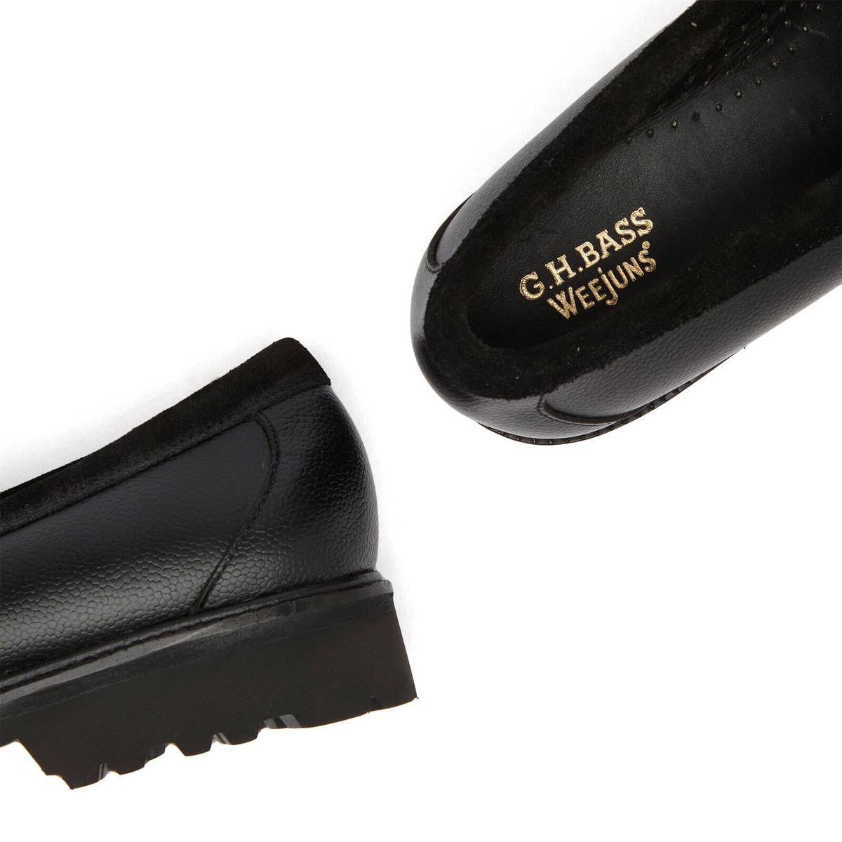 Bass Weejuns Men's Larson Lug Soft Grain Loafer in Black Textured Leather