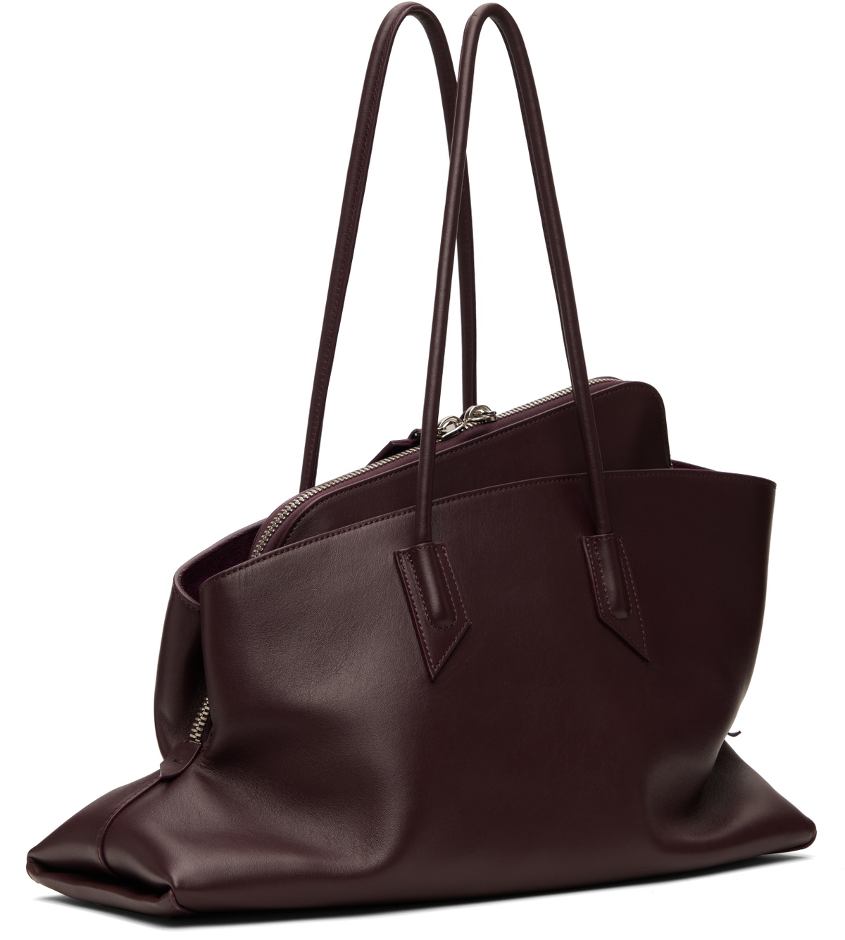 The Attico Burgundy 'La Passeggiata Medium' Top Handle Bag