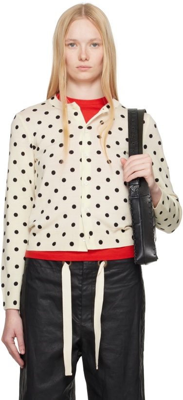 Photo: Comme des Garçons Comme des Garçons Off-White Polka Dots Pattern Print Cardigan