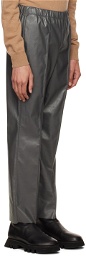 N.Hoolywood Gray Faux-Leather Pants