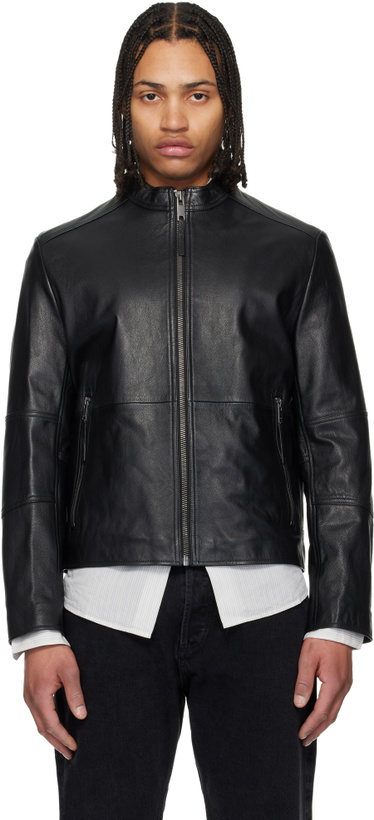 Photo: Hugo Black Slim Fit Grained Leather Jacket