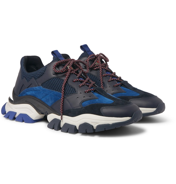 Photo: Moncler - Terrence Suede, Leather and Mesh Sneakers - Blue