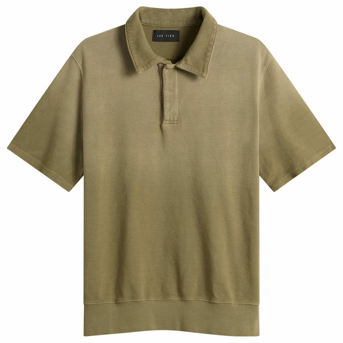 Les Tien Men's Pique Cotton Tennis Polo Shirt in Military Ice