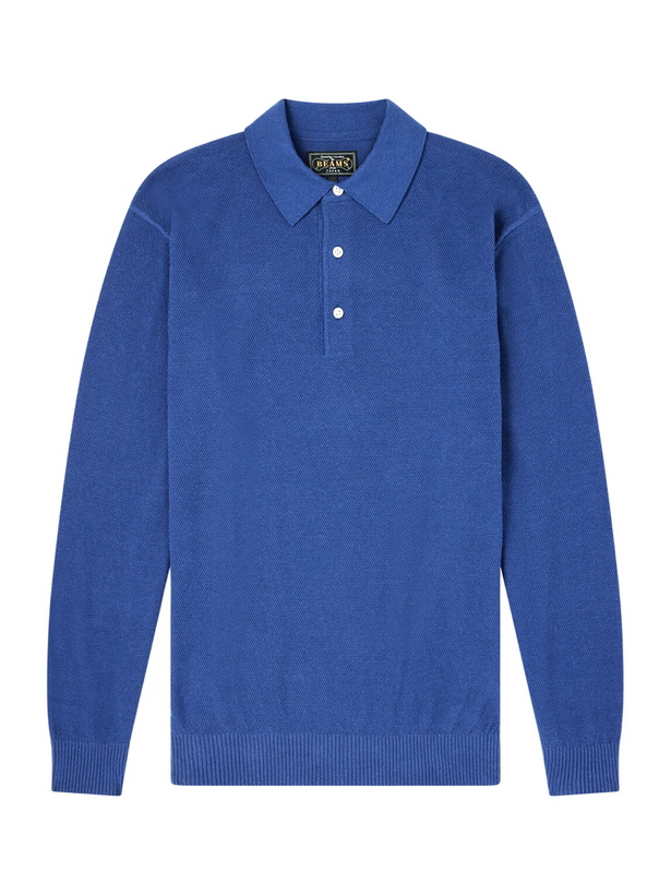Photo: Beams Plus - Cotton-Blend Piqué Polo Shirt - Blue