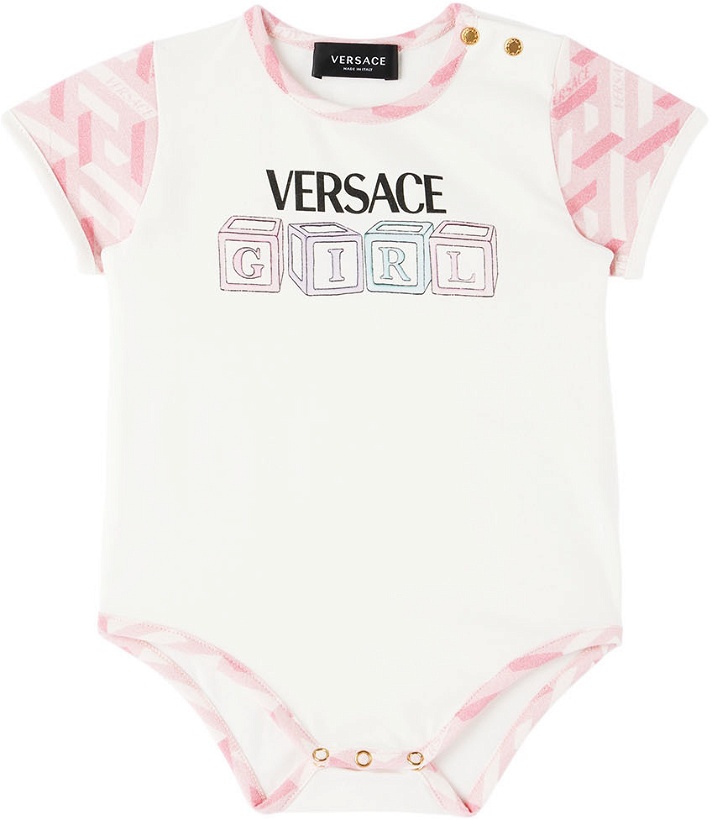 Photo: Versace Baby White & Pink Greca Bodysuit