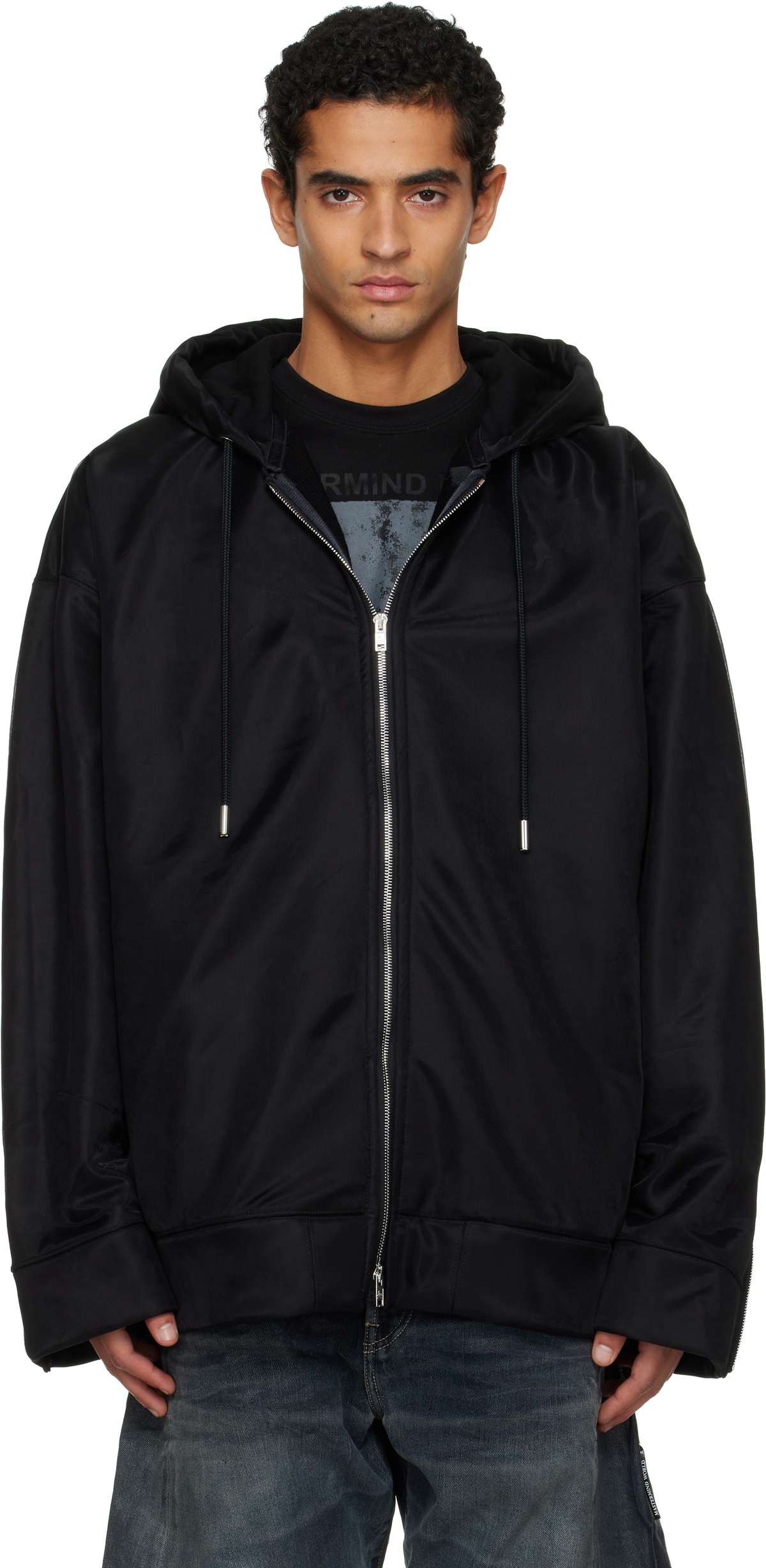MASTERMIND WORLD Black Sheer Layered Zip-Up Jacket