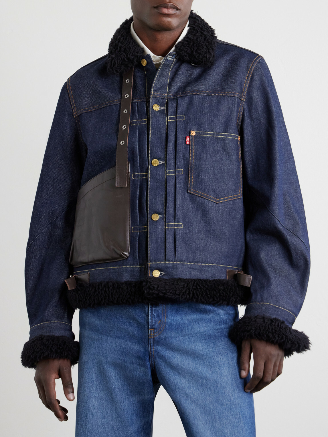 Sacai - Levi's Plush-Trimmed Denim Jacket - Blue