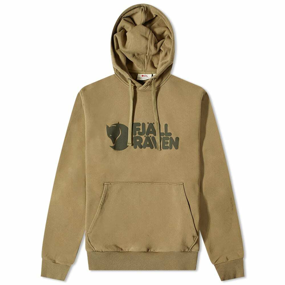 Fjällräven Men's Logo Hoody in Light Olive Fjällräven