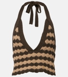Valentino Striped knitted cotton crop top