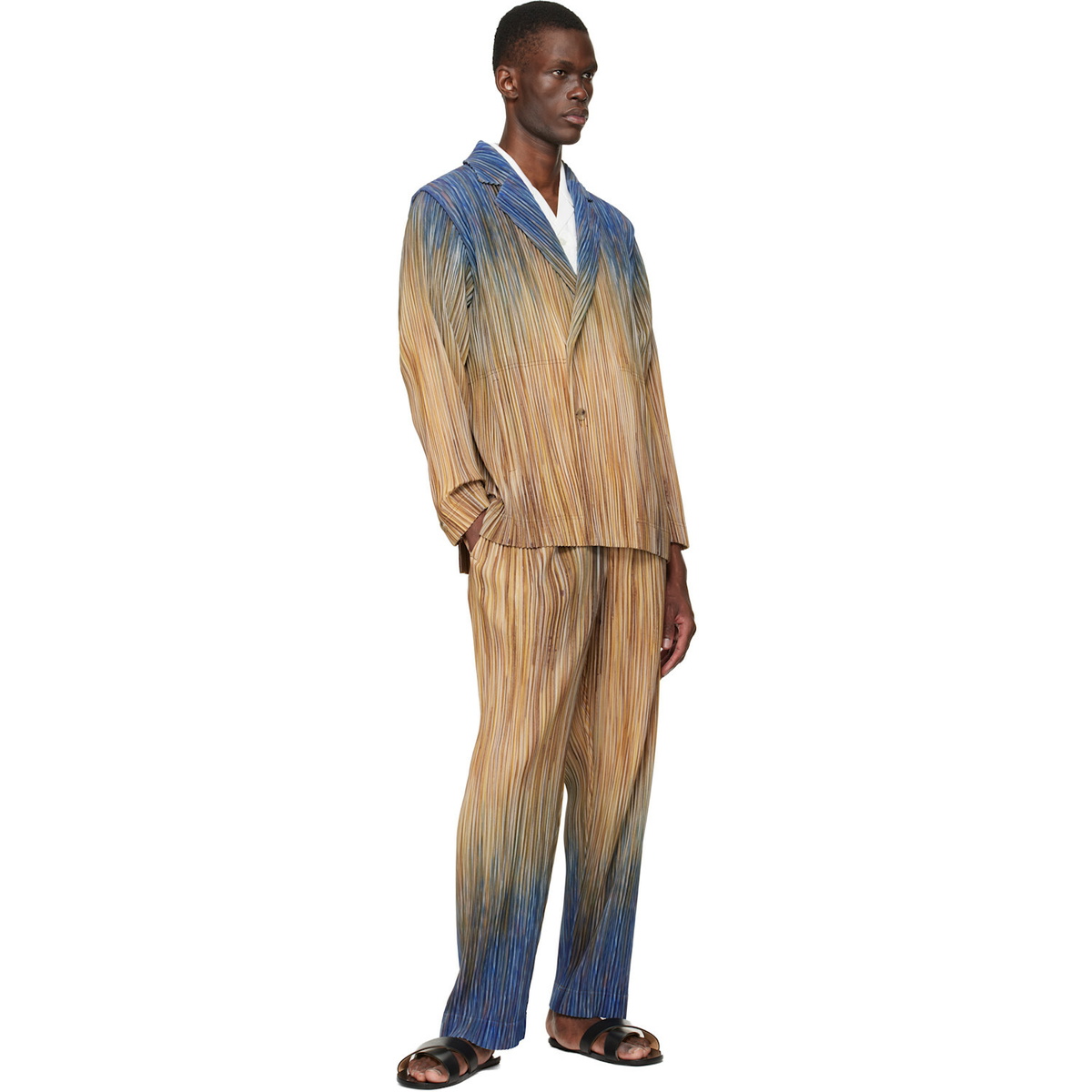 HOMME PLISSÉ ISSEY MIYAKE Brown Paint Brush Close-Up Trousers