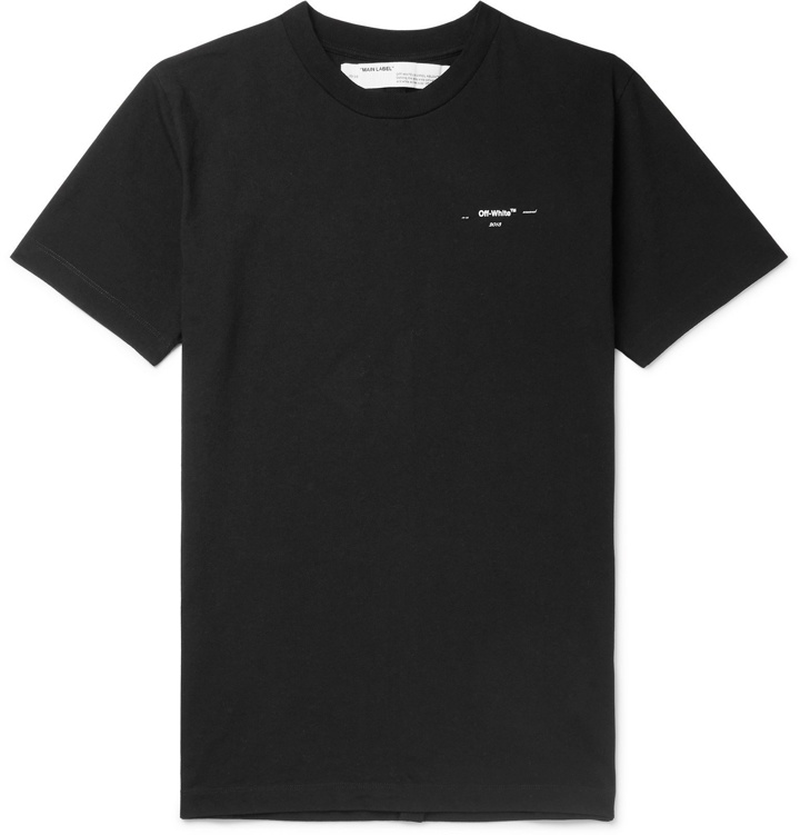 Photo: Off-White - Slim-Fit Logo-Appliquéd Cotton-Jersey T-Shirt - Black