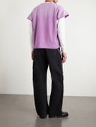 Satoshi Nakamoto - 1977 Dirtbike Layered Distressed Printed Waffle-Knit and Cotton-Jersey T-Shirt - Purple