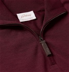Brioni - Mélange Wool Half-Zip Sweater - Burgundy