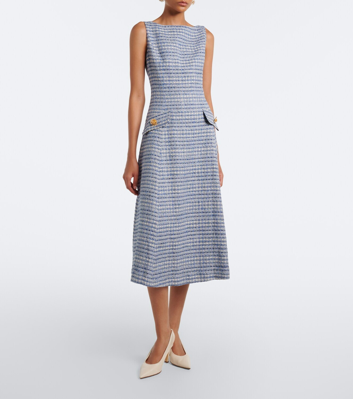 Carolina Herrera Cotton-blend tweed midi dress
