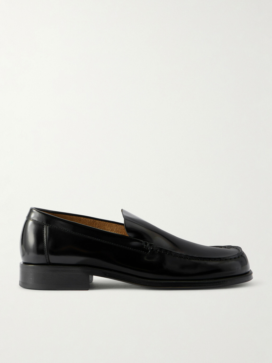 LEMAIRE - Glossed-Leather Loafers - Black