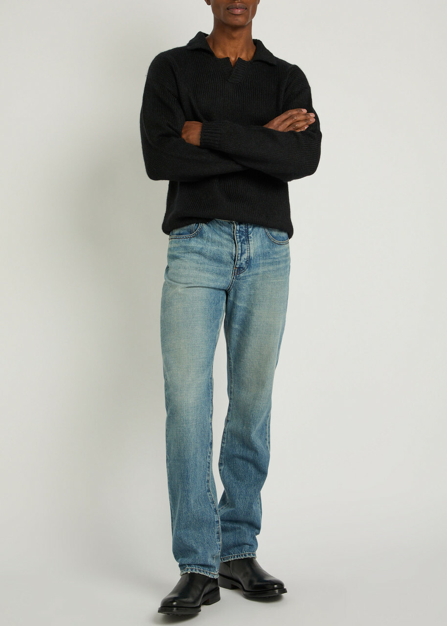 Cherry Los Angeles Logo Knitted Alpaca-blend Henley Jumper Black