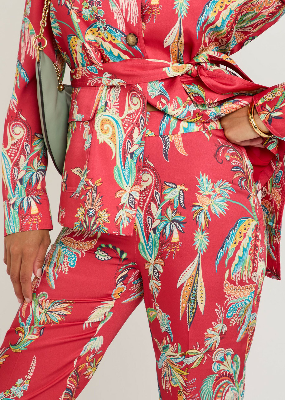 Etro Printed Flared-leg Satin Trousers Multicoloured