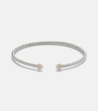 David Yurman Micro Cable Flex® sterling silver and 14kt gold cuff bracelet with pearls