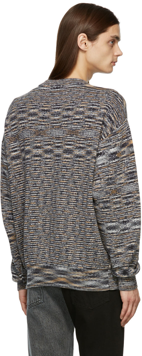 Aries Navy & Orange Space Dye 'No Problemo' Sweater ARIES