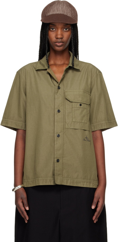 Photo: Stone Island Khaki 1100026 Cotton Nylon Micro Ripstop Shirt