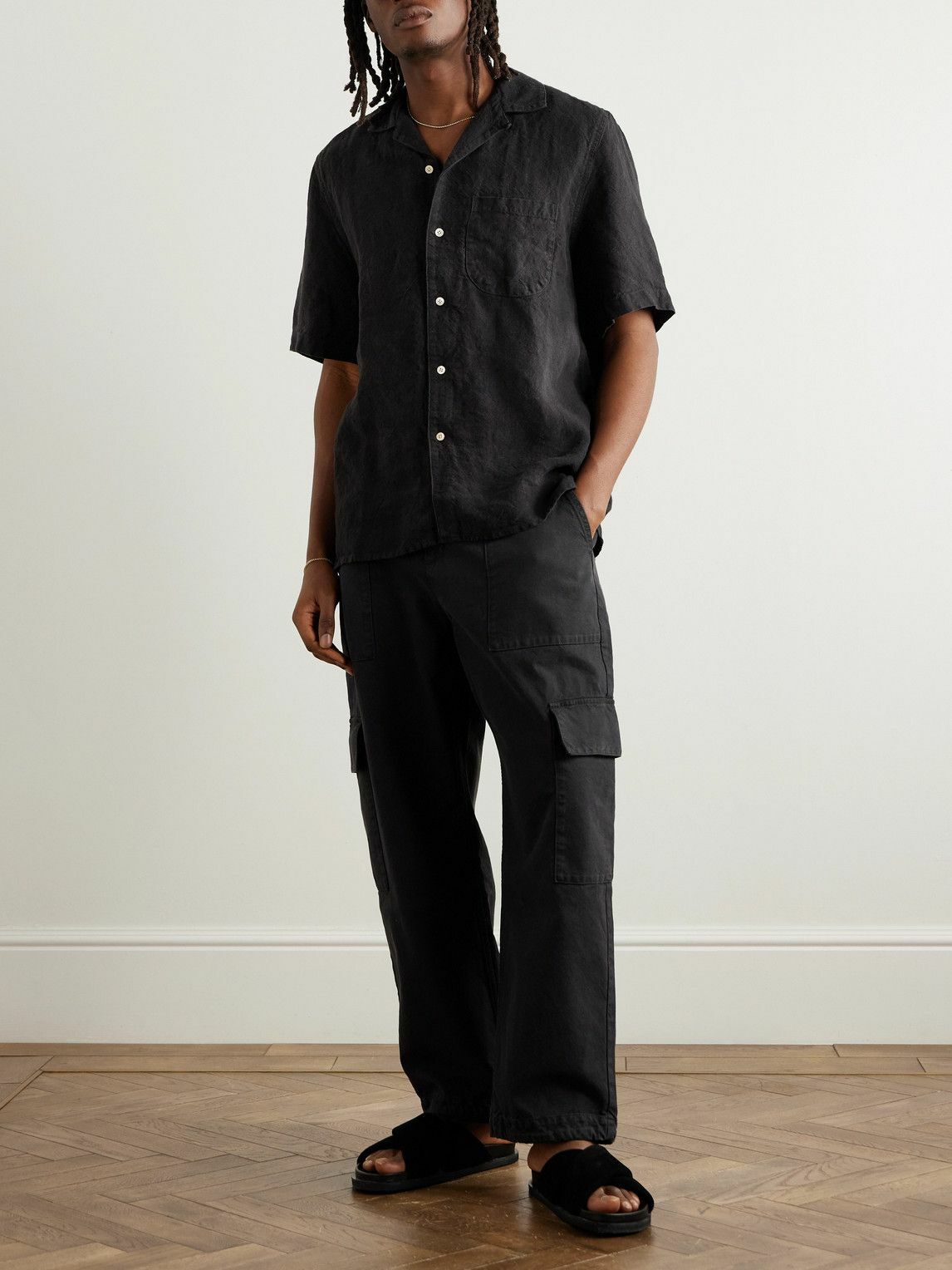 A Kind Of Guise - Tarun Tapered Cotton-Canvas Cargo Trousers - Black