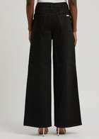 Self-portrait Crystal-embellished Wide-leg Jeans Black