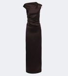 Max Mara Ruched embellished satin cocktail dress