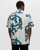 Arte Antwerp Pixel Dancer Bowling Shirt Blue/Beige - Mens - Shortsleeves