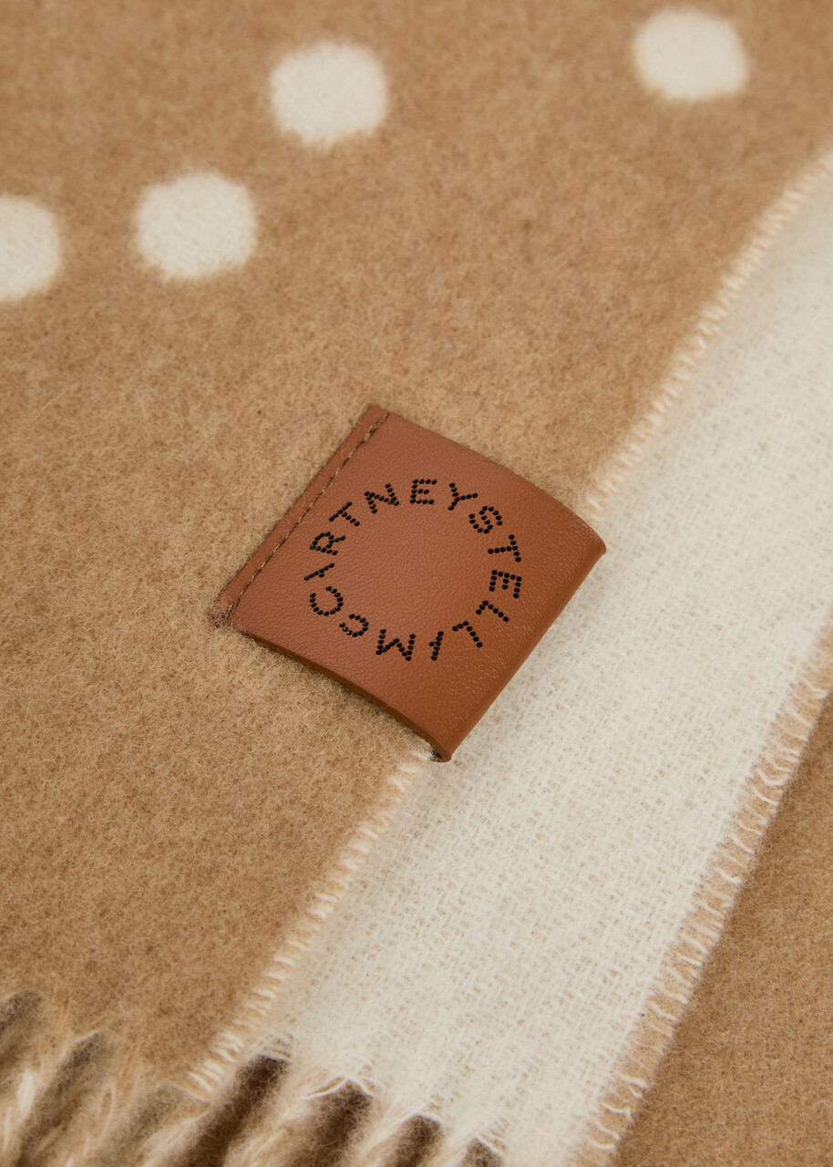 Stella Mccartney Logo Fringed Wool Scarf - Camel - One Size