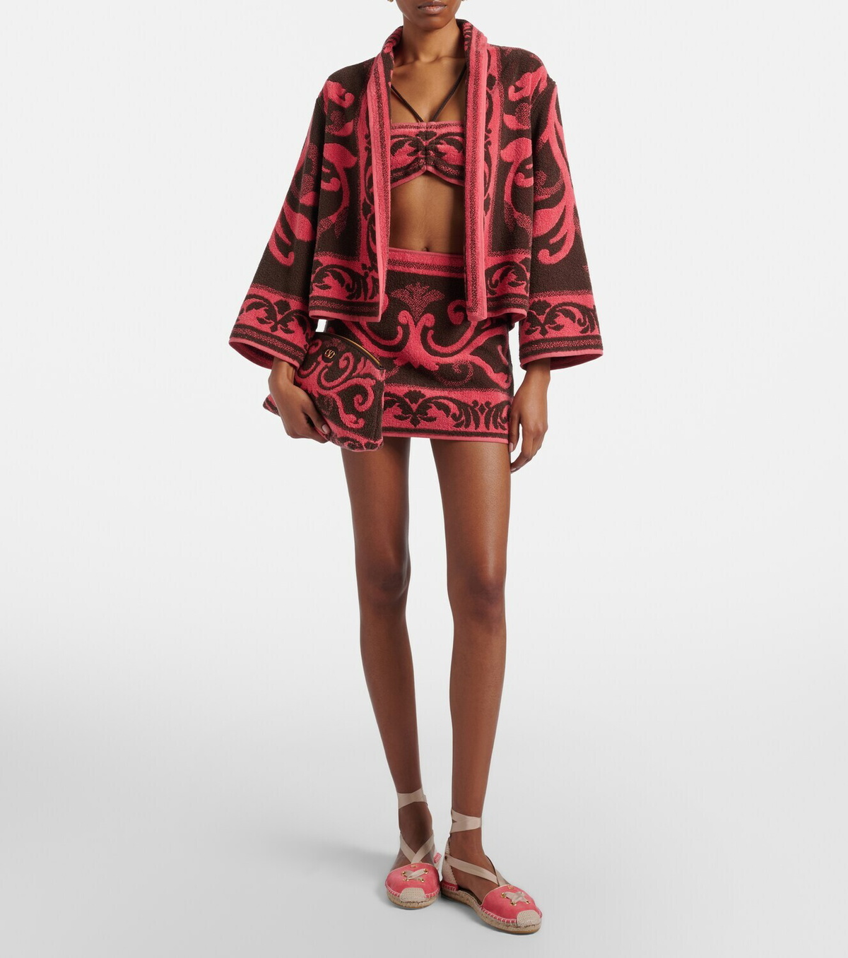 Valentino Cotton terry jacquard miniskirt