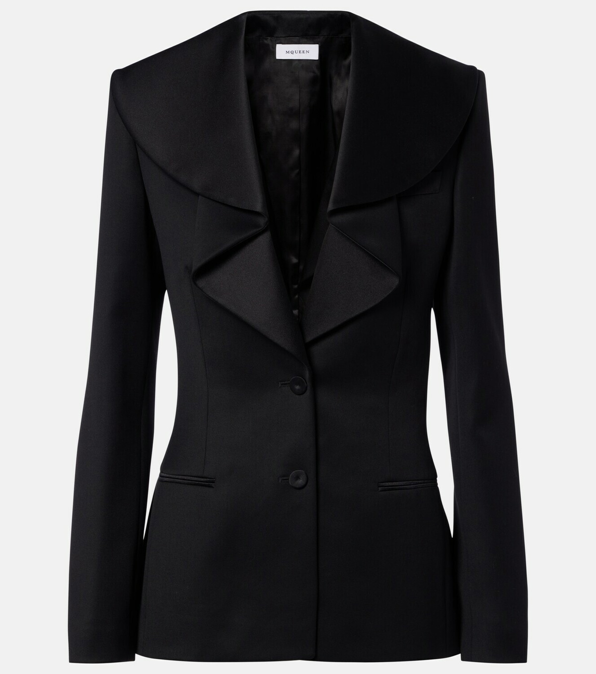McQueen Satin-trimmed wool blazer
