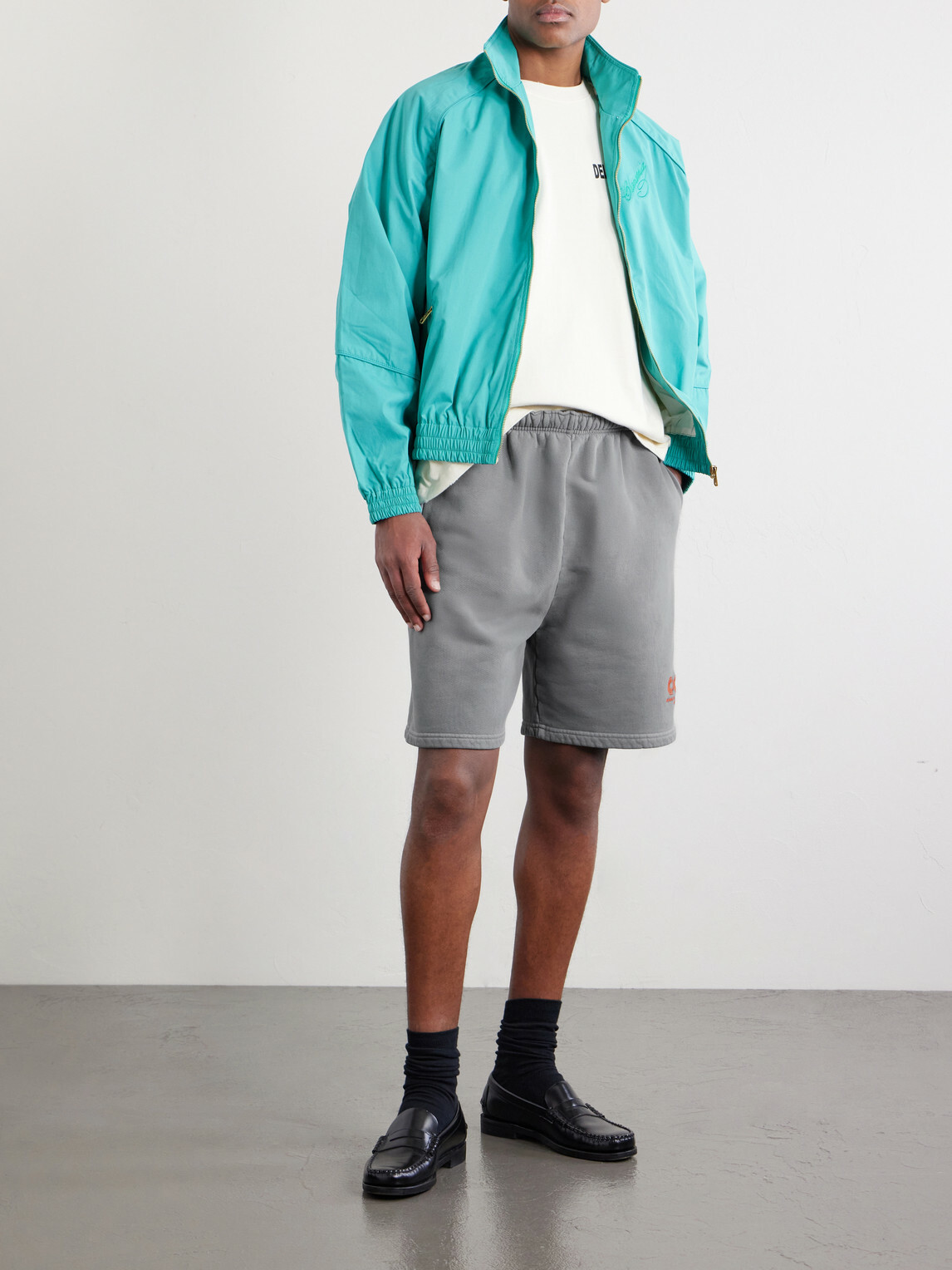 Willy Chavarria - CCC Buffalo Straight-Leg Logo-Embroidered Cotton-Jersey Shorts - Gray