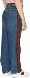 Gucci Kids Blue Web Jeans