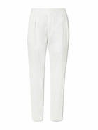 Ralph Lauren Purple label - Tapered Pleated Cotton-Poplin Trousers - White