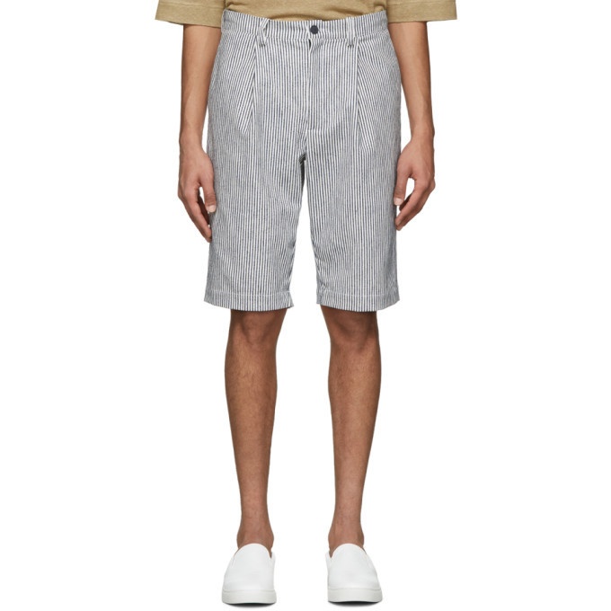 Photo: House of the Very Islands White and Navy Striped Linen Shorts