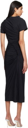 Atlein Black Ruffled Midi Dress